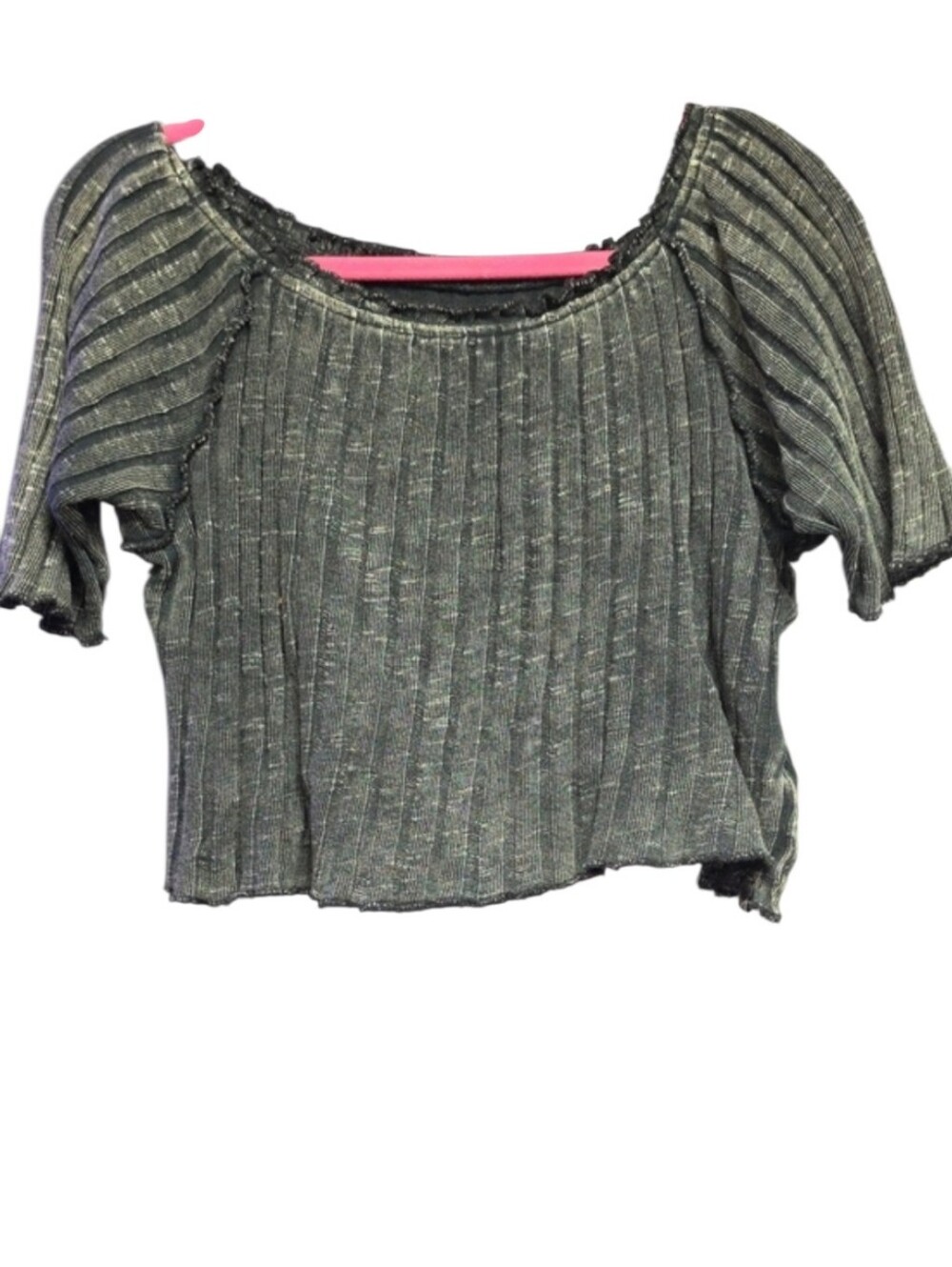 Free People Ribbed Crop Top in Gray
